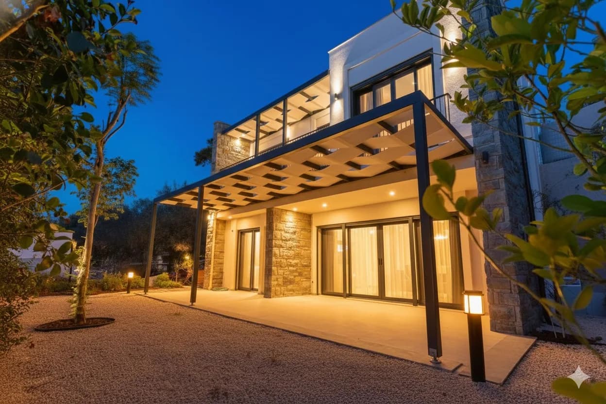 Bodrum kıyı şeridinde deniz manzaralı villa ve doğal yeşillik